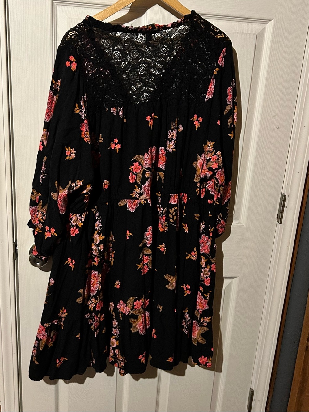 torrid Black Midi Dress with Pink & Brown Floral Print - Picture 3 of 9